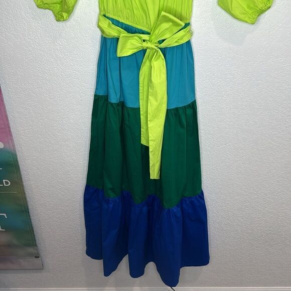 NWT NY& Co Colorblock Off-The-Shoulder Poplin Maxi Dress Medium - Picture 5 of 14